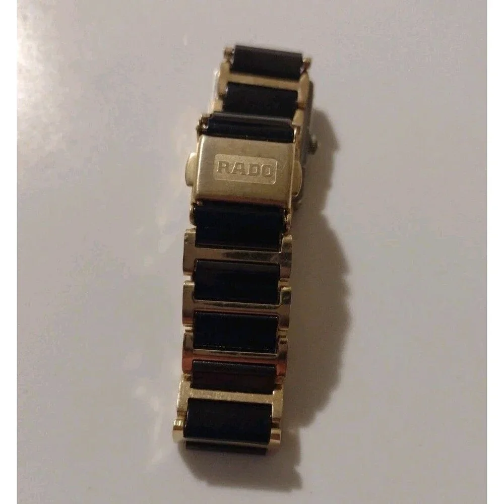Rado Jubile 18mm Black Gold Womens Quartz Diamond Wristwatch Ceramic Bracelet